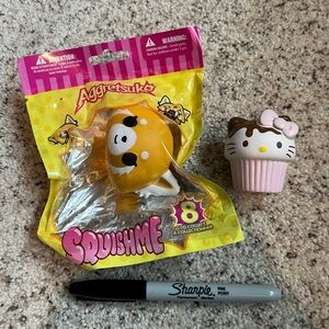 Hello Kitty Cupcake Squishy and Aggretsuko Squishy